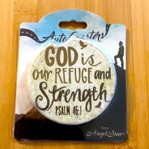 AngelStar Automobile Coaster “God is our Refuge and Strength” Psalm 46:1  Brown